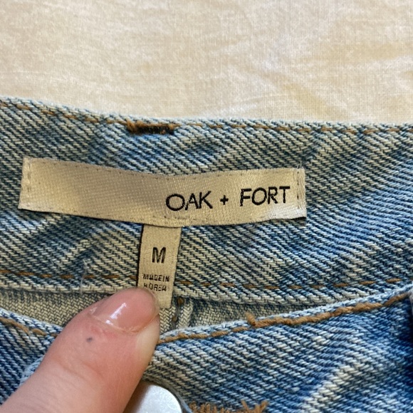 Super high waisted wide leg light wash Oak + Fort denim - Picture 2 of 7